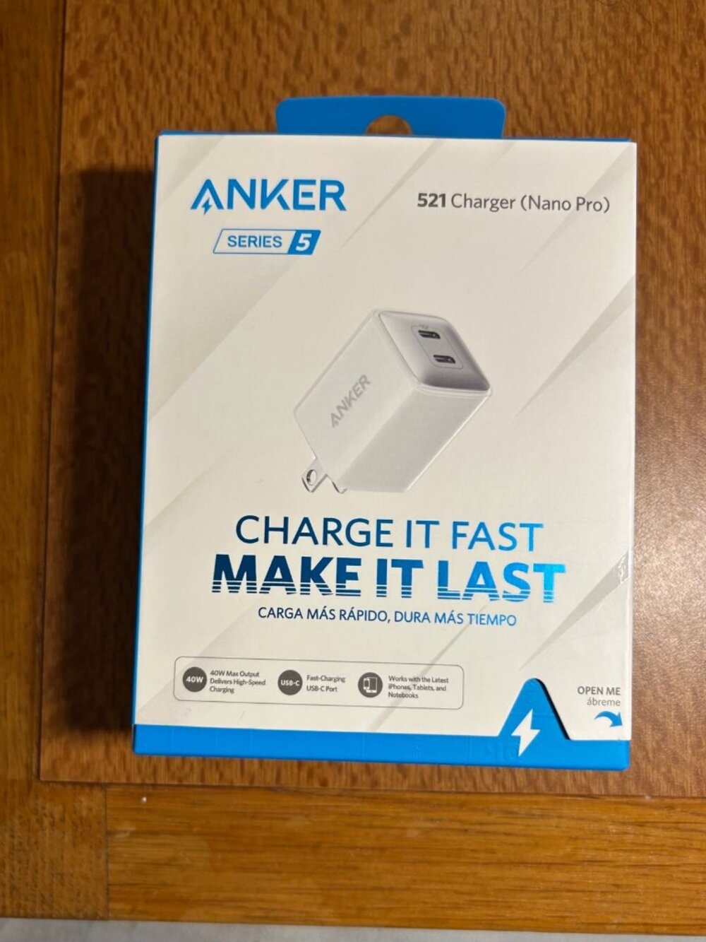 Anker 521 Charger (Nano Pro), 40W PIQ 3.0 Dual Port USBC Fast Charger - WHITE